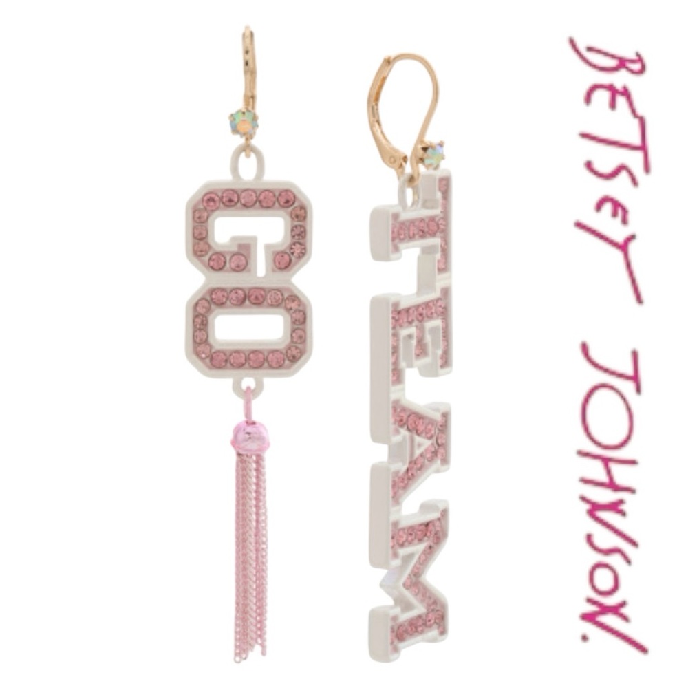 Betsey Johnson GO TEAM Statement Earrings